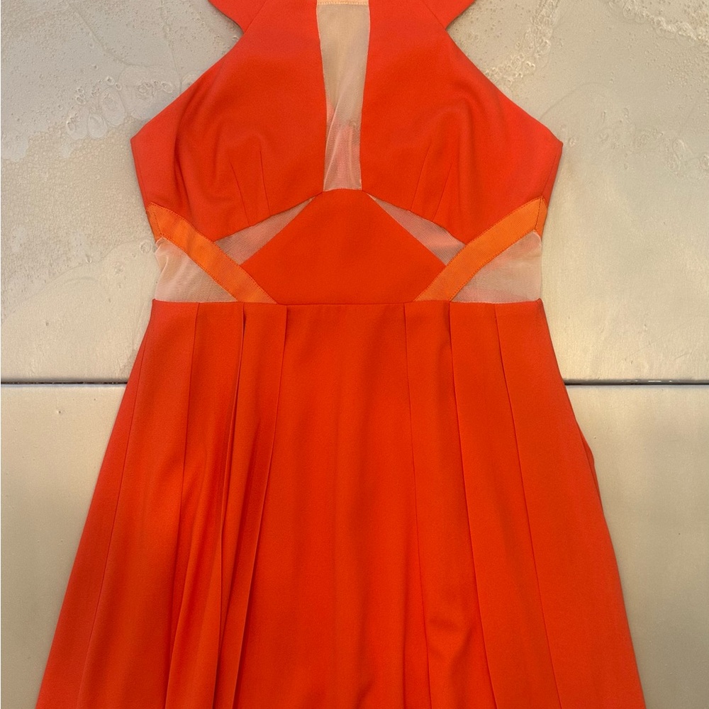 Elegant Orange Sleeveless Dress